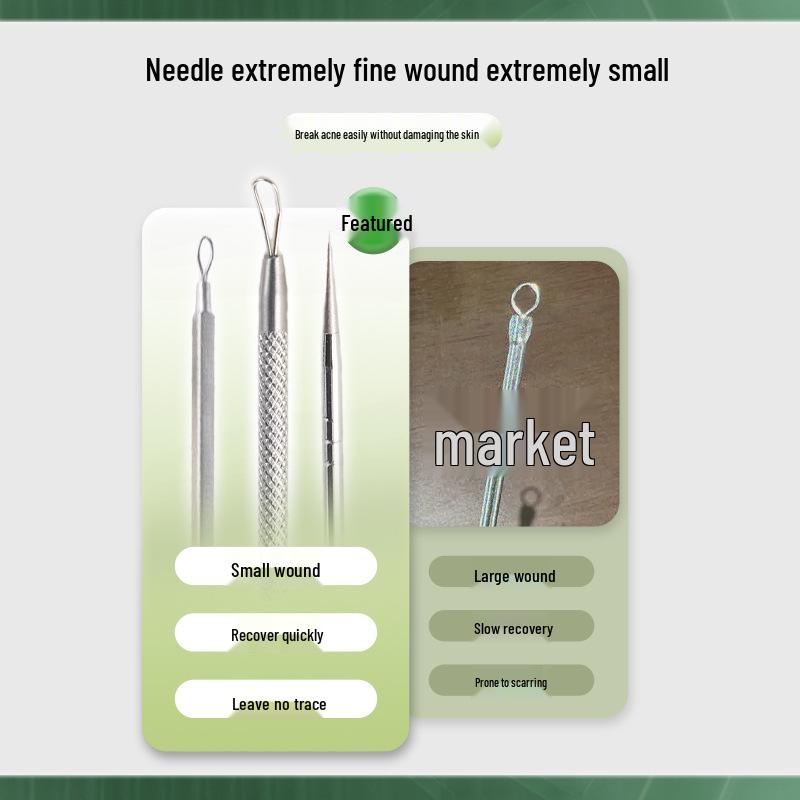 Stainless Steel Blackhead Needle & Tweezer Set for Pimples & Closed Comedones - Complete Acne Tool Kit
