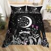 Retro Sun and Moon Duvet Cover Set with 2 Pillowcase Quilt Cover King Queen Size Polyester Comforter Cover for Kids Teens Boys