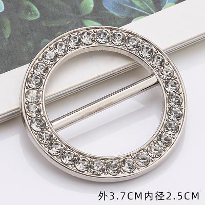 Round Scarf Ring Buckle with Rhinestones Metal Fabric Clip Adjustable Dress Hem Holder Accessory for Clothing and Scarves