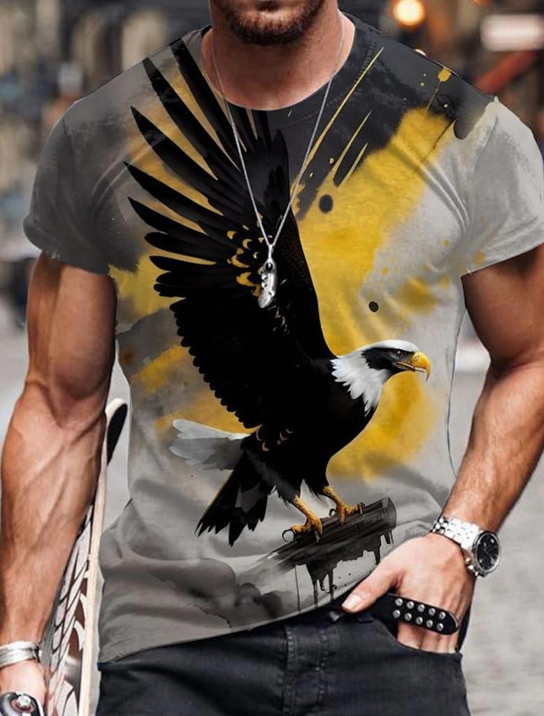 Letní vintage pánské tričko se vzorem lva 3D tisk Móda Top s krátkým rukávem Pánské oblečení Oversized tričko Ležérní oblečení