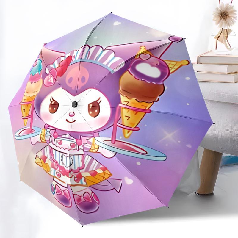 1pc Sanrio Kuromi Ice Cream Cone Umbrella - Automatic Opening & Closing, Foldable Design, Outdoor Use, Festival Gift for Fans, Travelers, Daily Use, P