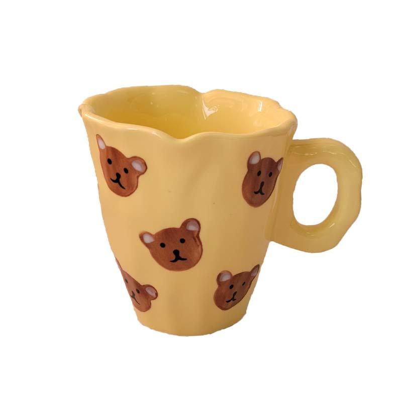 Yellow Cute Bear Orange Tulip Mug Creative Milk Cup Coffee Cup Irregular Cloud Ceramic Water Cup Home Decoration