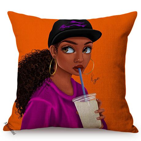 Africa Fashion Black Girl Pop Art Posters Style Decorative Cushion Cover Funky Sexy Woman Life Portrait Sofa Throw Pillow Case