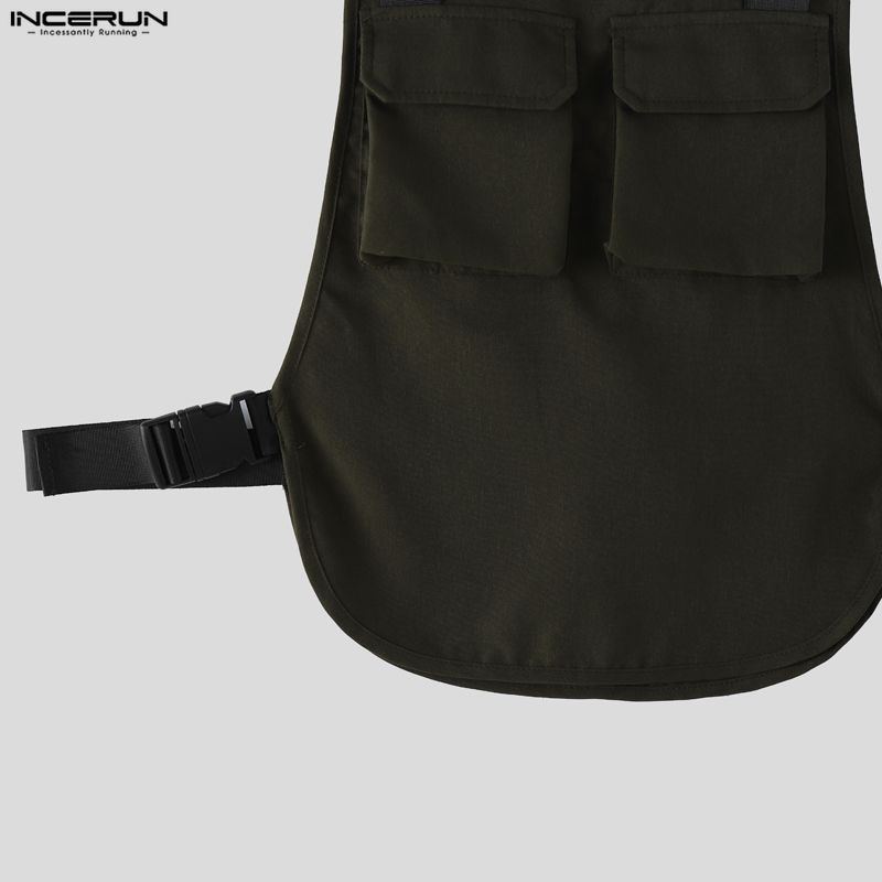 INCERUN Men Summer Sleeveless Big Cutout Casual Loose Tank Tops Outdoor Waistcoats