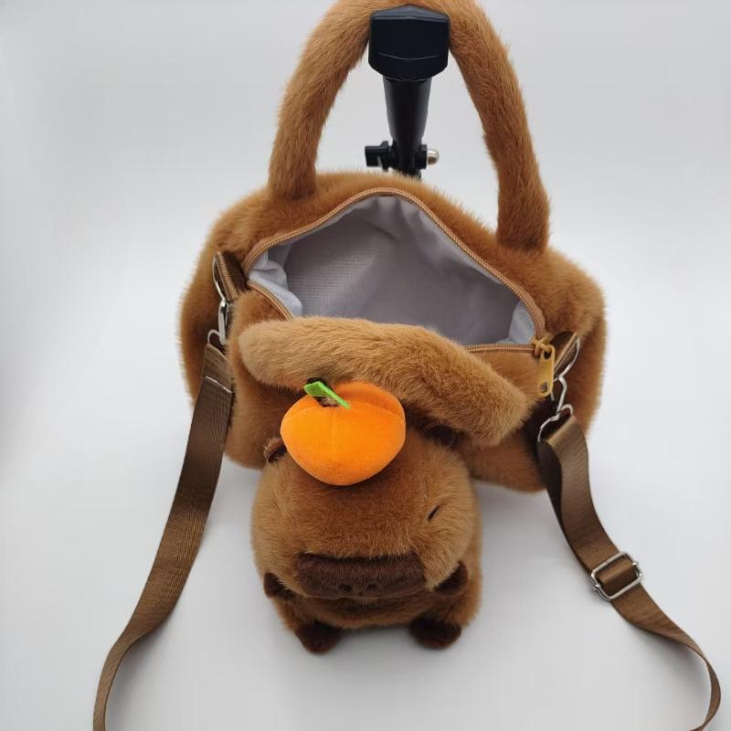 Lovely Capybara Plush HandBag Kawaii Orange Capibara Toy Shoulder Bag Mobile Phone Bag Tote Bag Cute Children's Birthday Gift