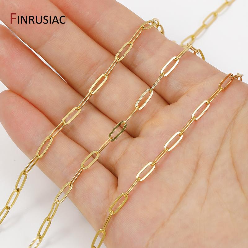 18K Gold Plated Brass Paperclip Chains, 3.5*9mm Cable Chain For Jewelry Making DIY Necklace Bracelet Chains Accessories