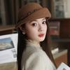 100% Wool Retro Hats for Women French Wedding Cocktail Party Dancing Red Stewardess Cap Church Beret Painter's Felt Hat Elegant