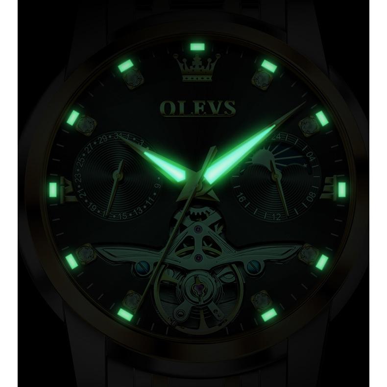 OLEVS Brand Multi-function Tourbillon Men's Watch Mechanical Watch Glow-in-the-dark Trend Men's Watch Business Model
