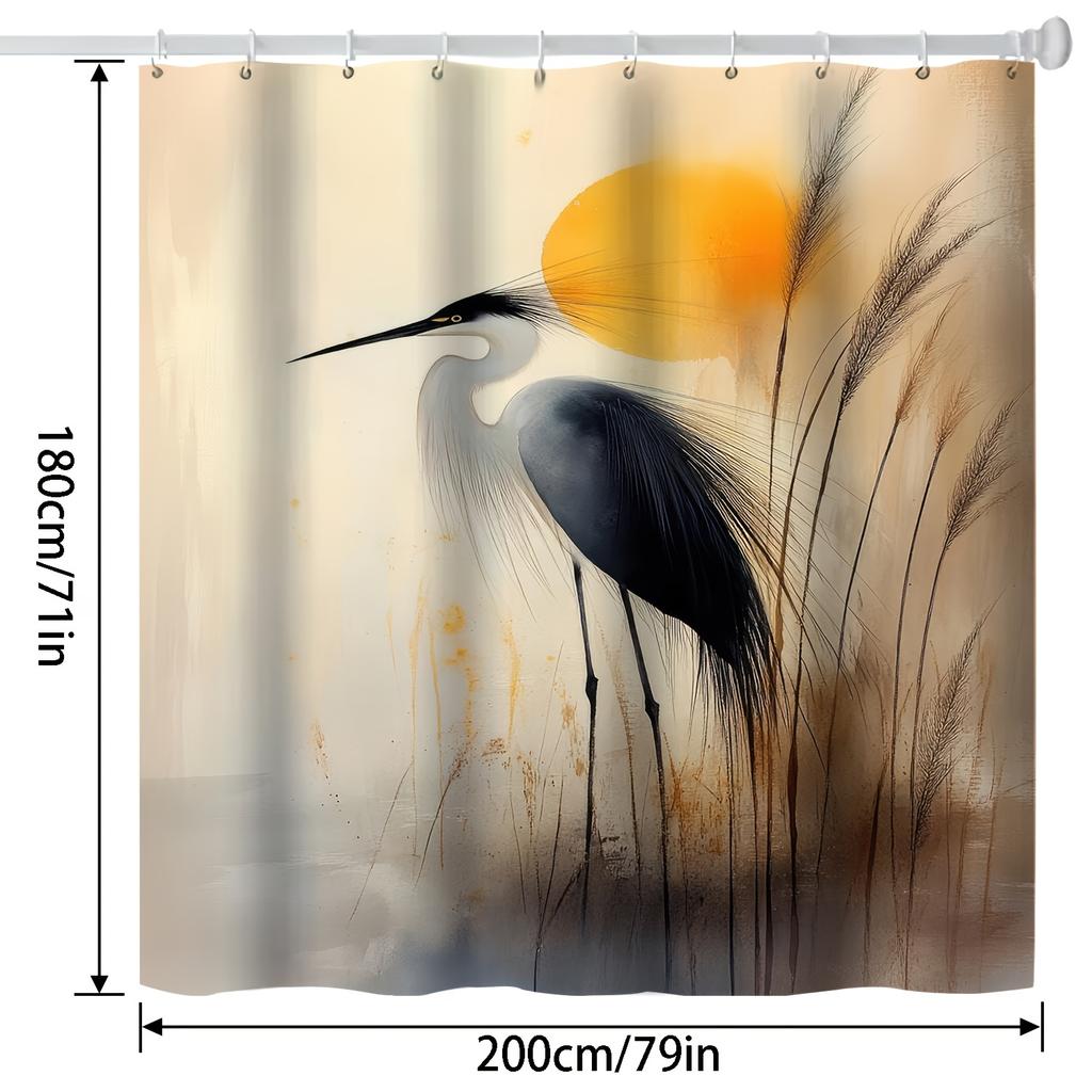 Nordic Modern Minimalist Shower Curtain - Artistic Digital Print, Machine Washable, Partially Lined, Includes Hooks