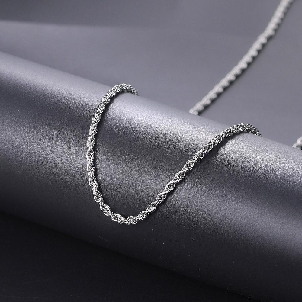 Gedrehte Seilkette Halskette Herren Edelstahl Seile Lange Halskette Minimalistisch Goldfarben Kupferfarben Hip Hop Schmuck 3mm 60cm