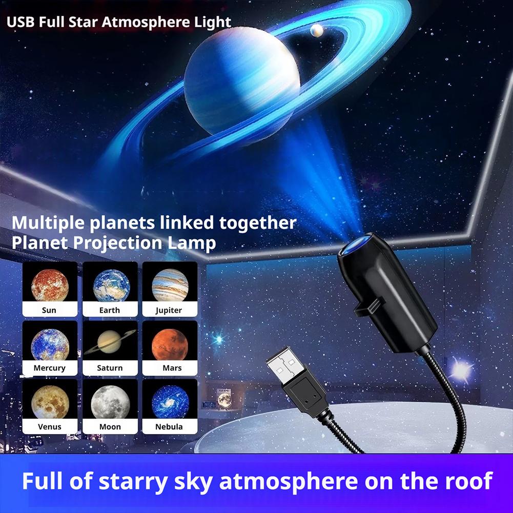 USB Plug-in Projection Lamp Planet Christmas Halloween Theme Replacement Light For Bedroom Ceiling Decor