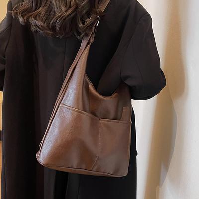 Tasche Damen neue Herbst- und Winter Umhängetasche mit großem Fassungsvermögen Eimertasche Retro vielseitig hochwertig einzelne Schulter Mutter-Kind-Tasche