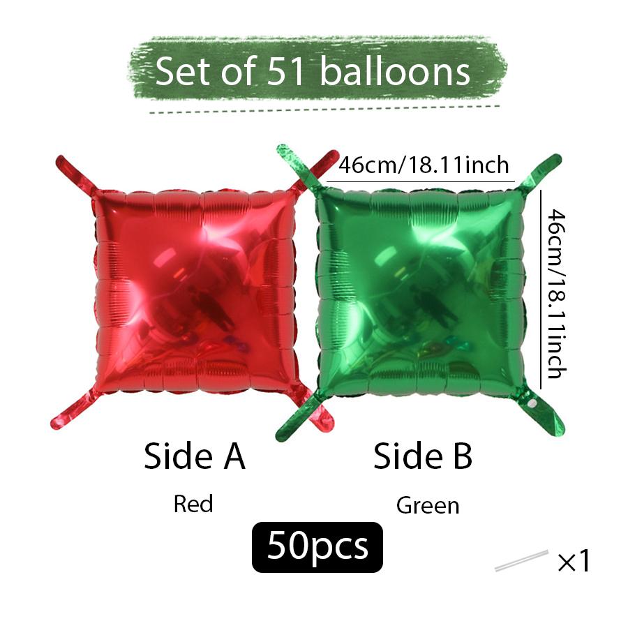 50 Pieces of Square Double-Sided Aluminum Foil Balloon Walls, Birthday Parties, Anniversaries, Wedding Season, Valentine's Day