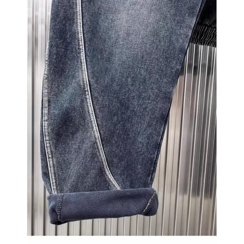 New 2026 thickened men's jeans, loose straight casual wide-leg pants