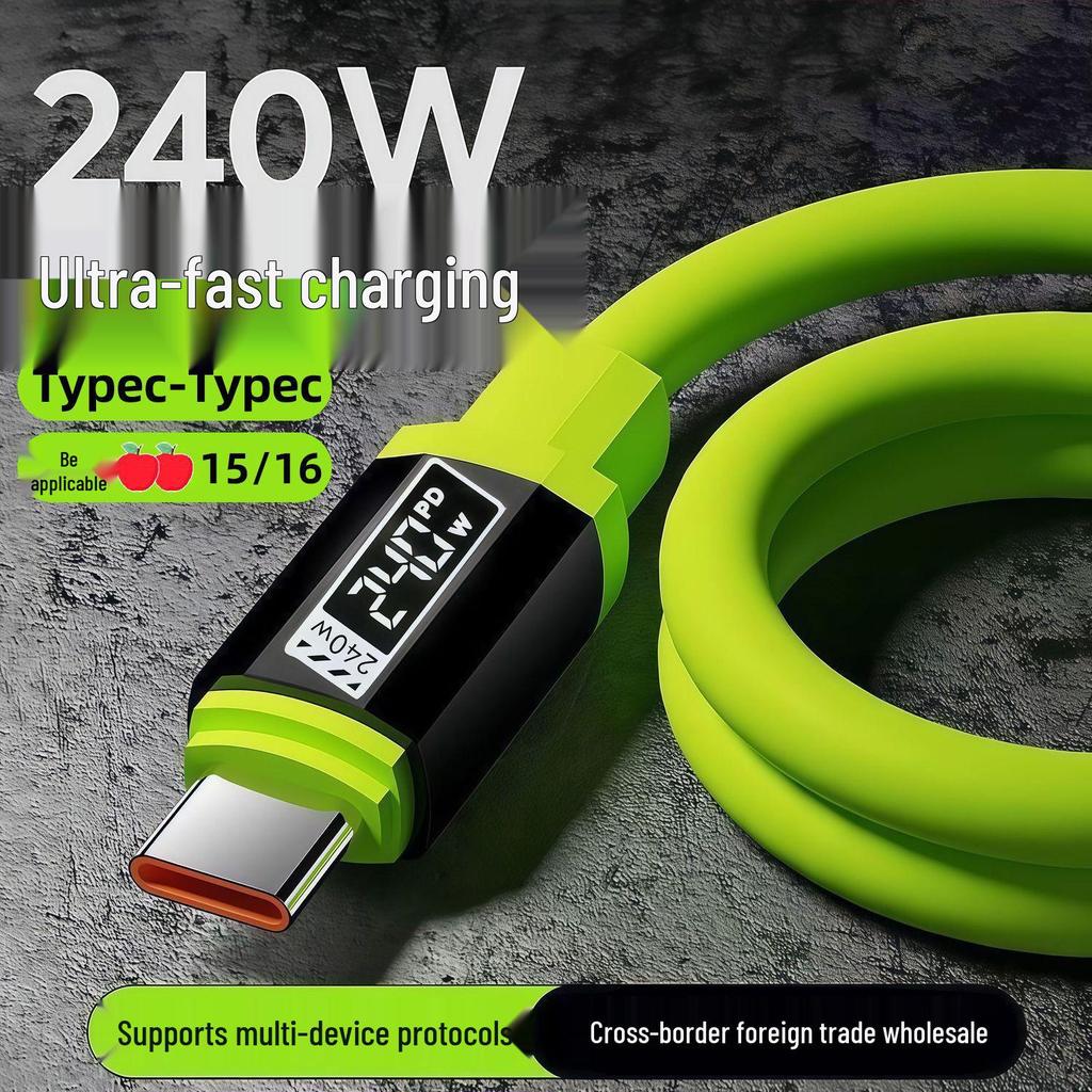 240W Fast Charging Dual Type-C Data Cable for Huawei Laptops & CarPlay