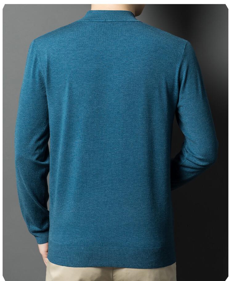 Pull en maille à manches longues et col semi-montant style coréen pour homme