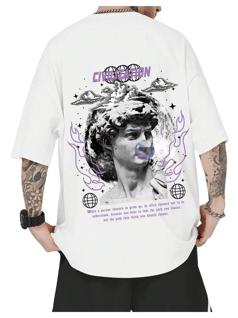 Sommer neu 100% Baumwolle Herren Rundhals Kurzarm Locker T-Shirt Oberteil Buchstaben bedrucktes T-Shirt Hohe Qualität Rockmusik Festival