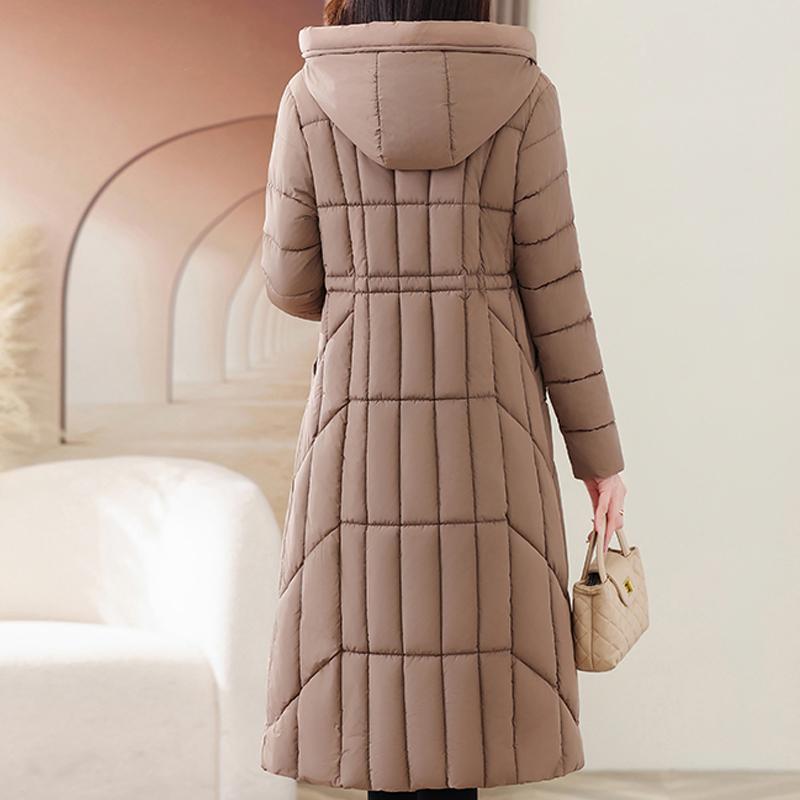 Dámské bundy zimní dlouhé parky s kapucí elegantní tlusté teplé kabáty větší velikosti zimní svrchní oděvy