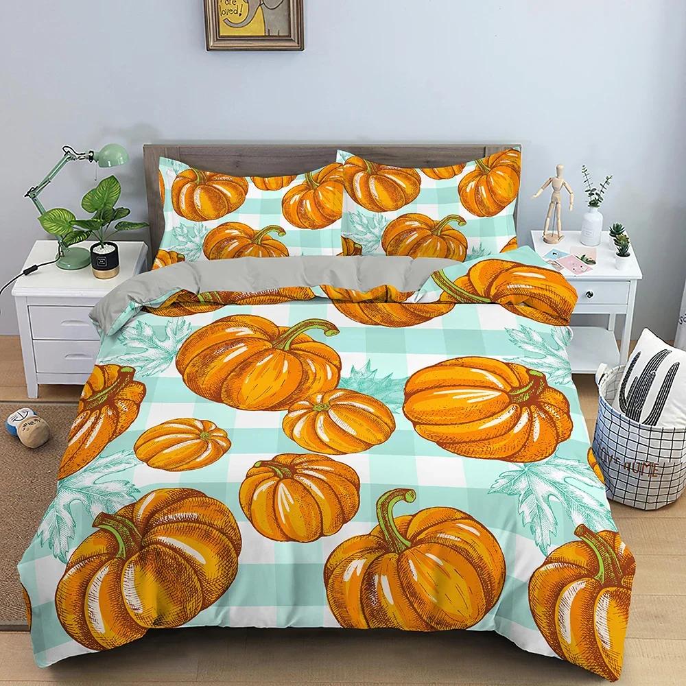 Pumpkin Bedding Set Halloween Decor Duvet Cover Set Bed Set Duvet Cover with 1/2 Pillowcase Comforter Bedding Sets Twin Queen