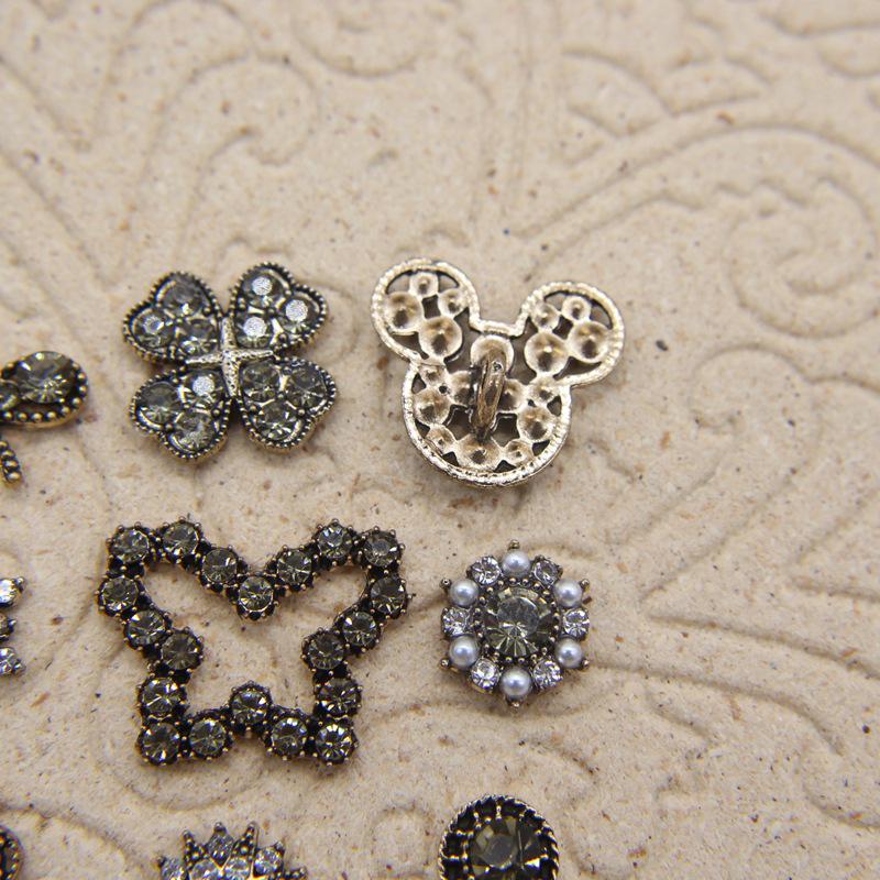 Antique Bronze Rhinestone Mickey & Butterfly Hair Clips