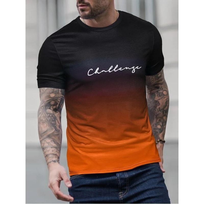 Men's Vintage T-shirt 3D Gradient Print Short Sleeve Tops Summer Casual Street T Shirt Oversized Tee Shirt Kids Clothes