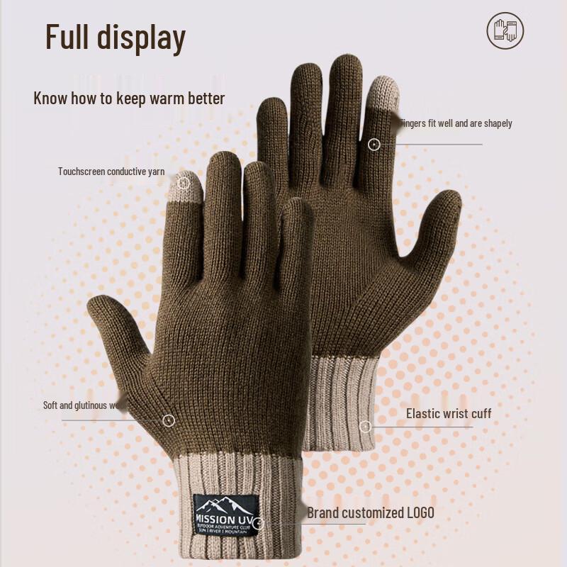 MISSION UV Men's Warm Wool Gloves MUS081