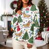 Women's Casual Long Sleeve Christmas Print Neck Pullover Sweatshirt