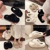 Internet celebrity cross-strapped fluffy slippers women wear 2025 autumn and winter new thick bottom heightening non-slip plush cotton slippers
