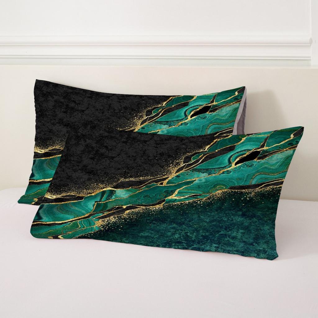 3pcs Retro Green Golden Marble 3D Printed Bedding Set Cozy Duvet Cover King Queen Twin Size Birthday Gift Bedroom Decoration