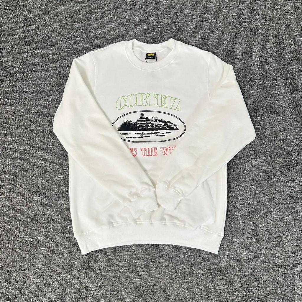 Corteiz Alcatraz Unisex Trendiger Lockerer Kapuzenpullover mit Rundhalsausschnitt und Samt