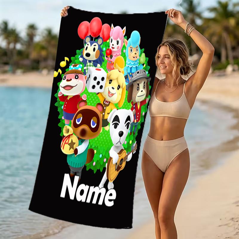 Customizable personalized beach towels Animal Crossing themed designs.Suitable for the beach, yoga, sports;ideal as beach accessories