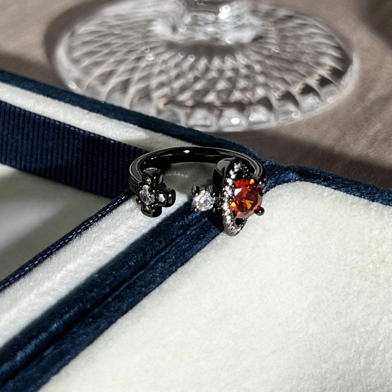 Dark Wind Personality Black Cat Planet Adventure Saturn Combination Ring Punk Neutral Style and Personality Fashion Ring