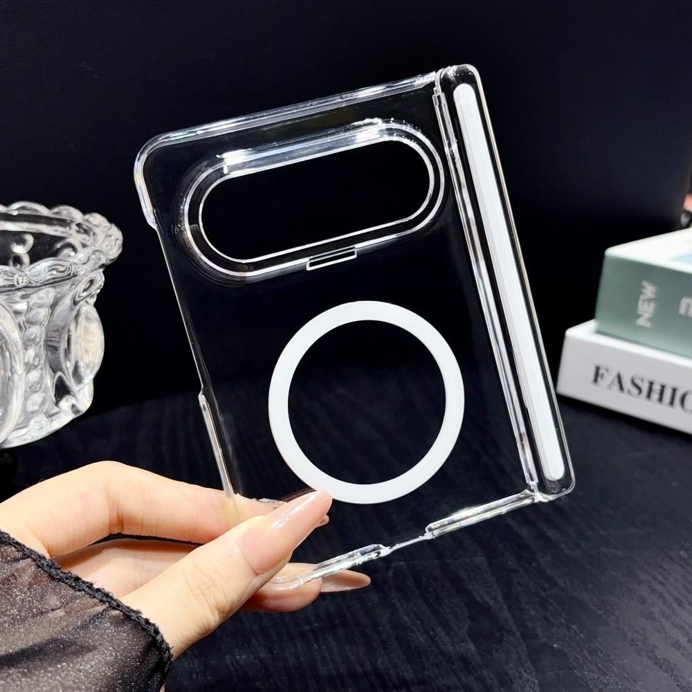 Transparent For HuaWei Pura X Max Phone Case Magnetic Wireless Charger PC Hard Shell Hinge Protective (Only Back Cover)