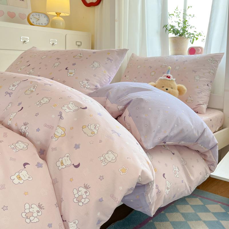 Class A 100% Pure Cotton Student Dormitory 3-Pcs Set Maternal And Infant Grade Cotton Skin-Friendly Small Floral Bed Sheet Quilt Set4-Pcs Set