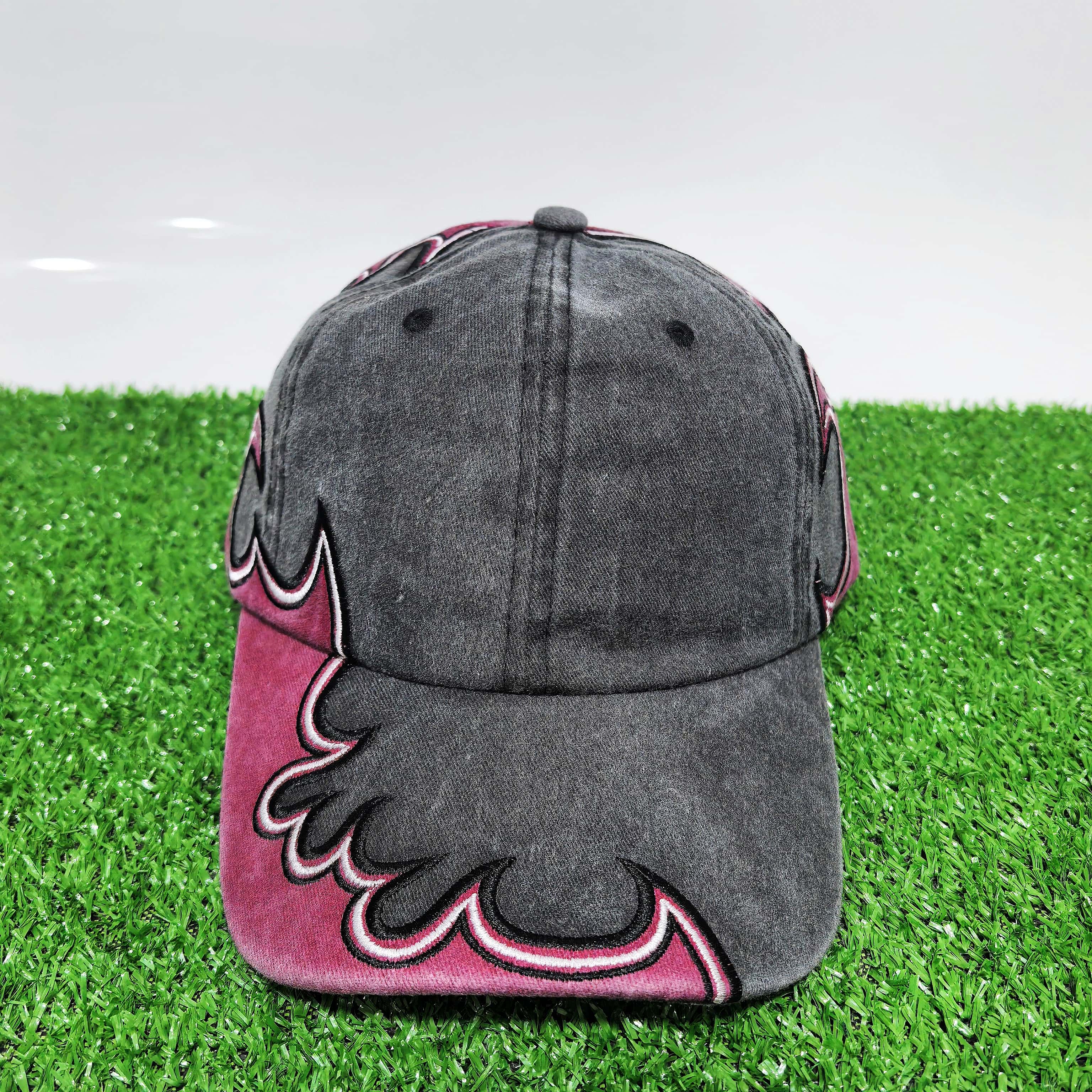 Vintage Gewassen Verweerde Vlam Geborduurde Baseballpet Voor Mannen Vrouwen Y2K Hip Hop Streetwear Verstelbare Katoenen Dadpet Unisex C Adjustable black