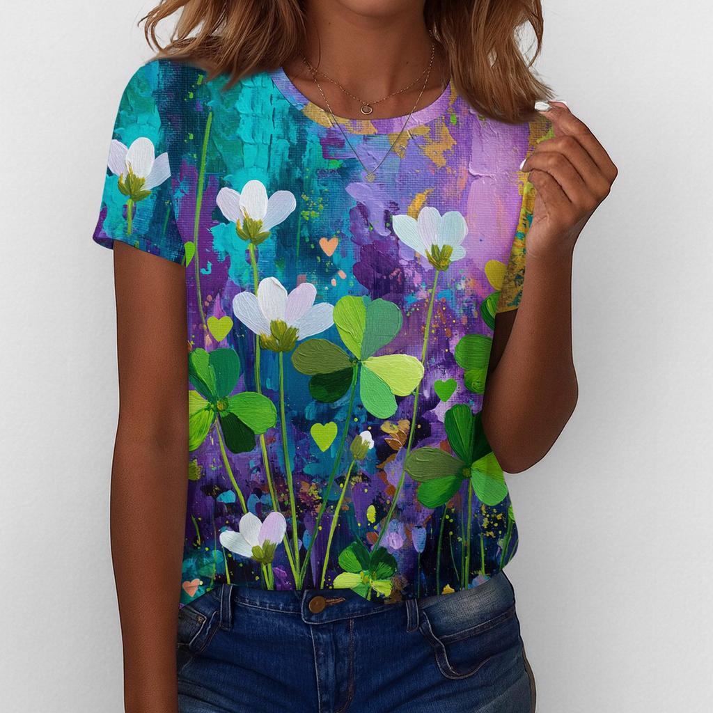 Women's T Shirt Tee Print Short Sleeve Daily Weekend Fashion Basic Regular Top  St. Patrick's Day
