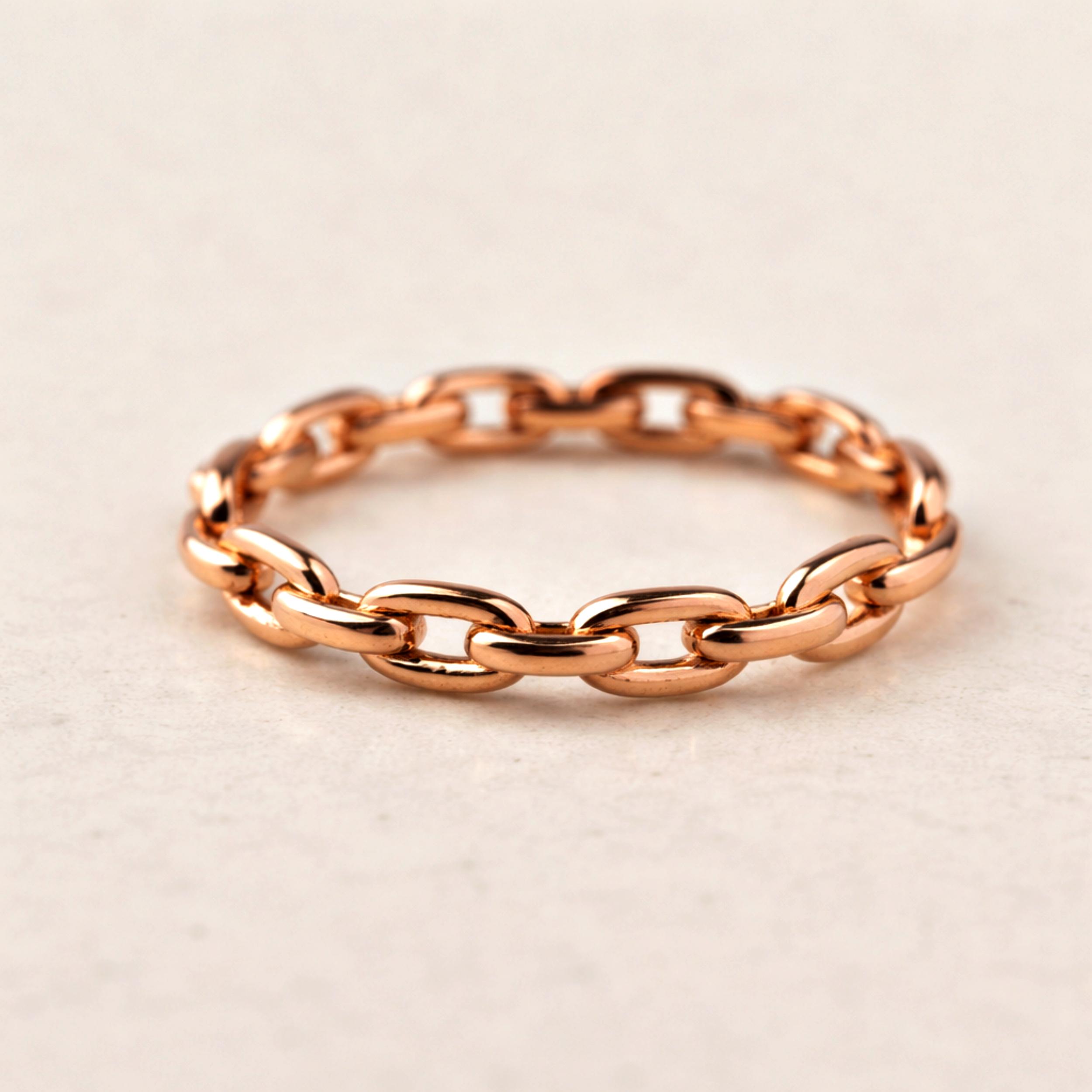 Кольцо-цепь из чистой меди, Массивное кольцо-браслет, Минималистичное акцентное кольцо, Бохо кольцо для стакинга, Ручная работа: медные украшения 4 медный