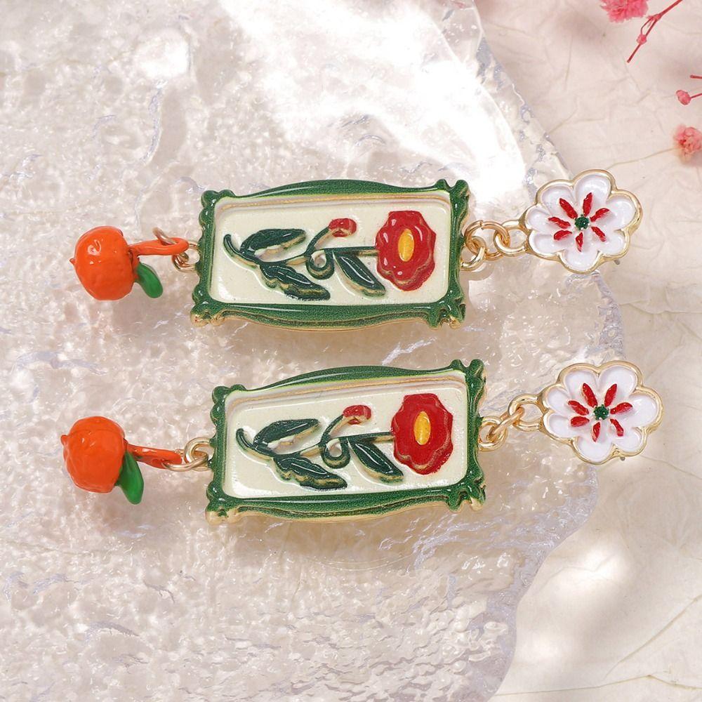 Charm Enamel Flower Dangle Earrings Painting Bohemian Dangle Earring  Gift