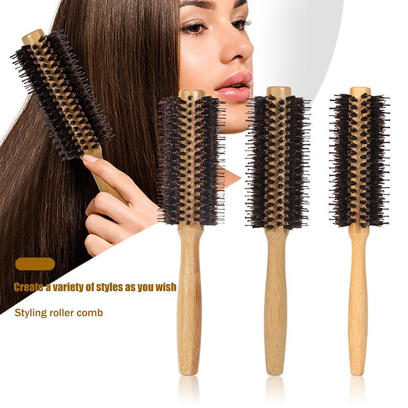 Professionelle 10/14/18/20 Reihen Friseursalon Holzgriff Borsten Rundbürste Friseur Haarbürste Haarkämme Rundbürsten