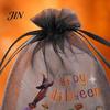 Halloween Candy Bag 12 Pcs Organza Bag, Drawstring Treat Pouch with Pumpkin Ghost Bat Party Favor Print, Sheer for Snacks, Trick or Gift Packaging