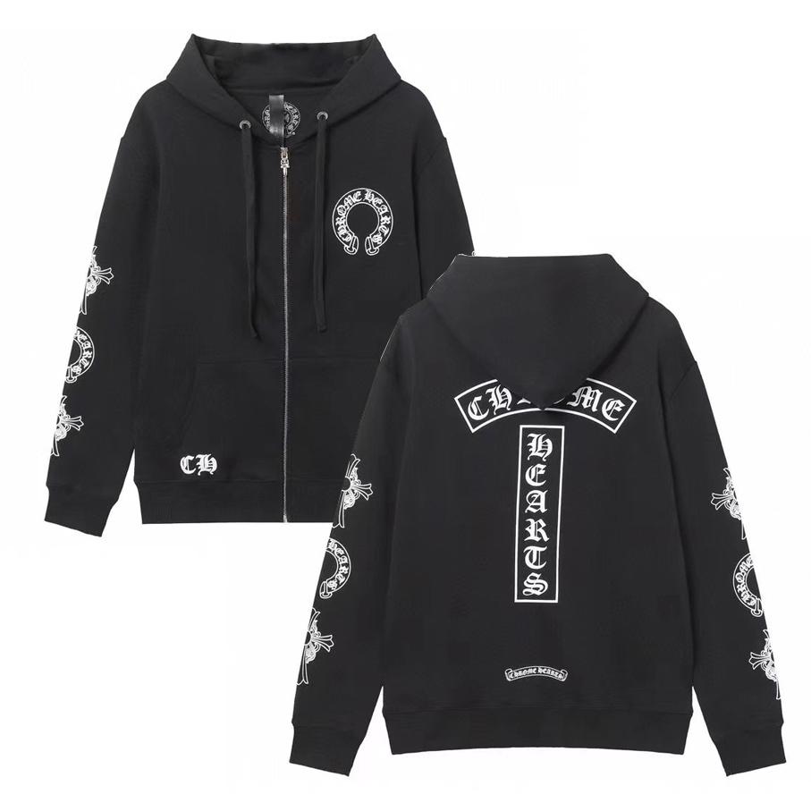 851 CHROME HEARTS 2025 Autumn and Winter New Plus Size Classic Style Logo Zipper Hooded Sweatshirt, Suitable for Couples To Wear