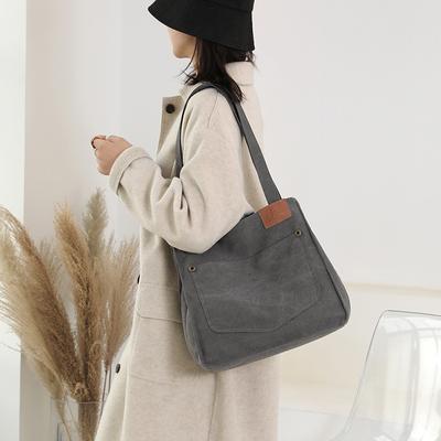 Large Capacity Canvas Bag Single Shoulder Bag Female Student Large Bag Simple All-matching Canvas Bag