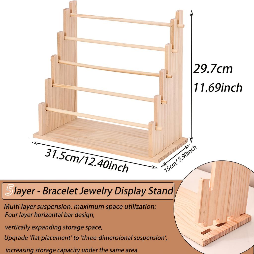 1pc multi-functional wooden bracelet tiered display stand headband hairbandjewelry hanging rack bracelet displayprop festivegift