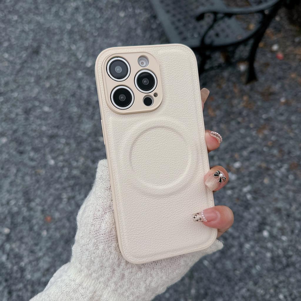 Für IPhone 17 Promax Vollleder Magnetische Handyhülle Rundumschutz für Apple 16 Sturzsicher 15 Vollfarbige Lederhülle