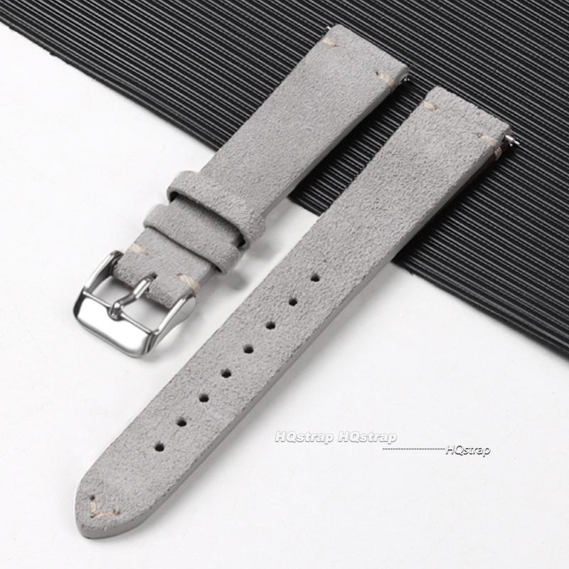 Vintage Leather Suede Watch Strap 14mm 16mm 18mm 20mm 22mm Watchband Gray Blue Brown Watch Bands Quick Release Wristband Belt