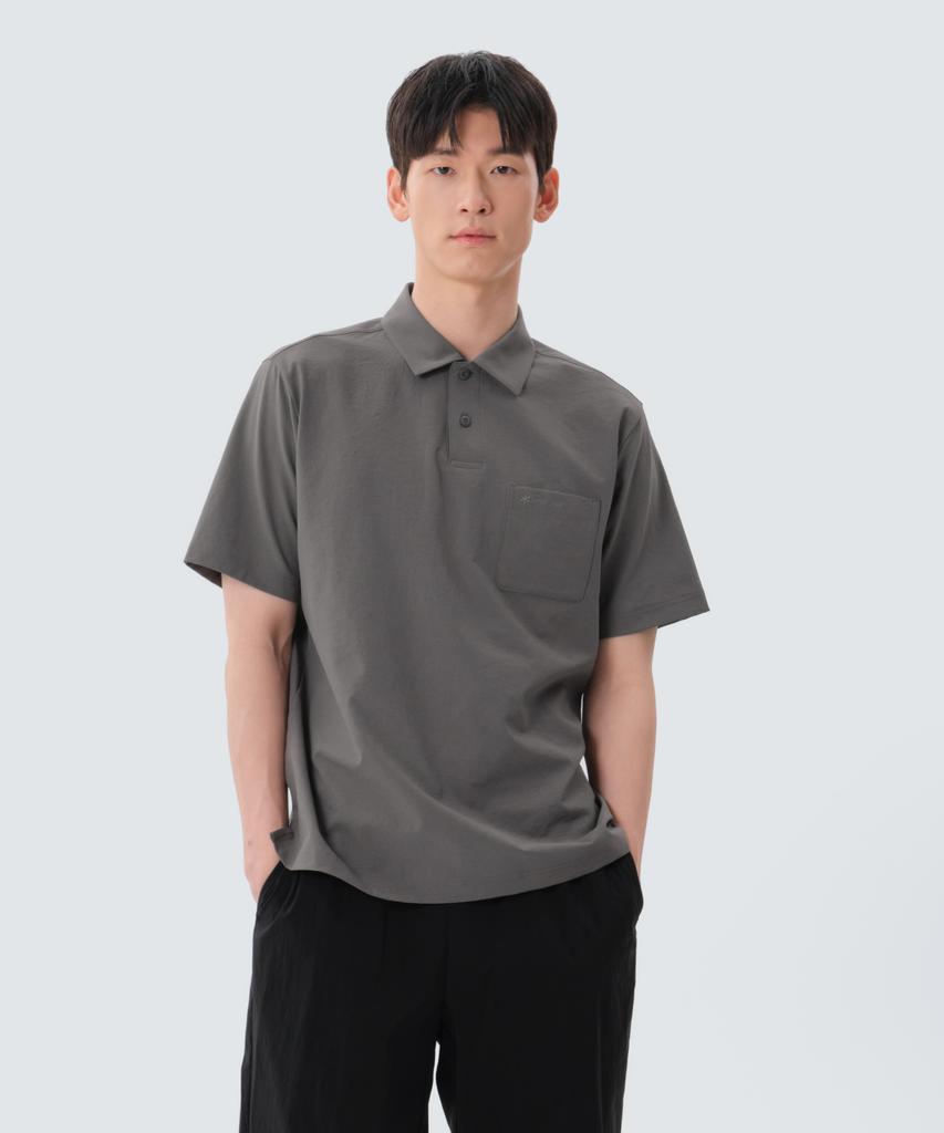 SNOWPEAK APPAREL Classic Woven Short Sleeve Polo Shirt (S25Mmtps16) Dark Khaki