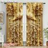 2 Stück   Beliebte Vorhangpaneele 2D-Ebene Druck Eleganter Goldener Pfau Strapazierfähiges Polyester (ohne Stange) Feiertags-Ideal für die Küche