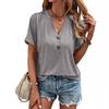 Womens V Neck Cap Sleeve T Shirts Casual Summer Tops Button Short Sleeve Shirts Loose Fit Basic Tees