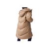 Levis Casual Loose Comfortable Solid Color Hooded Long Sleeve Mid-Length Down Jacket Women Outerwear Coffee 002PY-0001