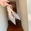 Grape Mother of the Same Style, Versatile Hot Diamond Temperament, Small Pointed Mesh Yarn, Breathable 6cm Thin Heel, Empty Sandals for Women In Summe